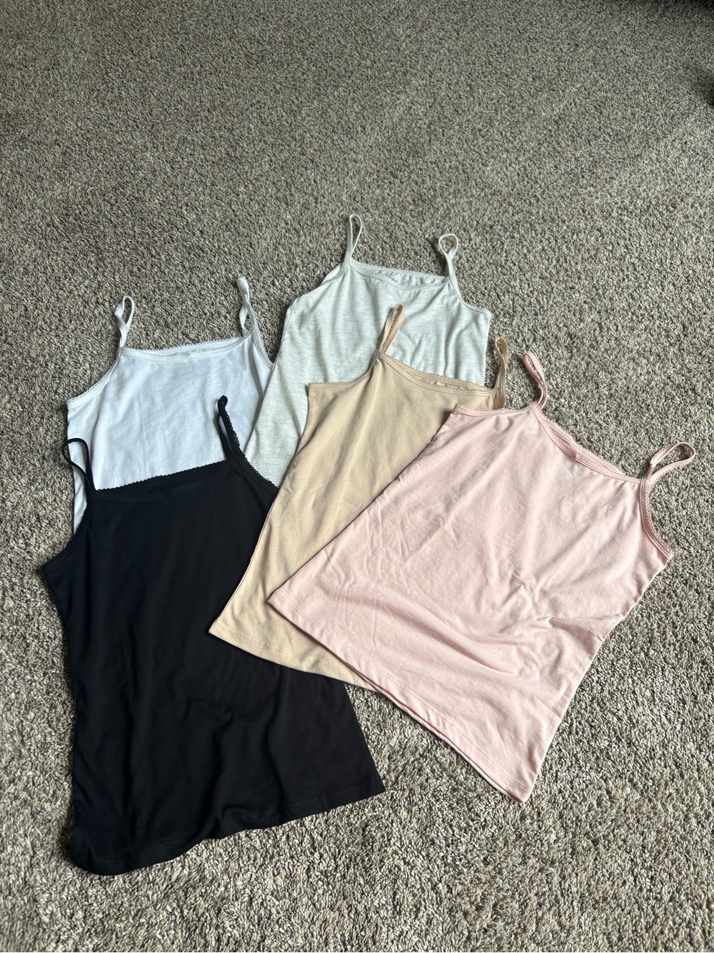 Kids Cotton Spaghetti Strap Tank Top - Black, White, Cream, Blush, Gray